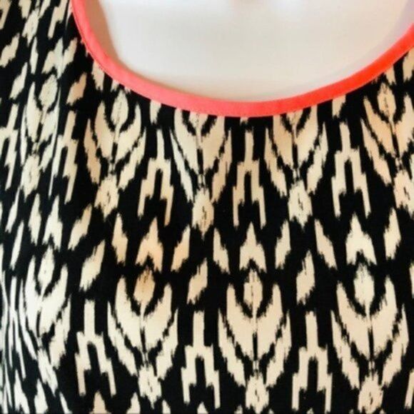 Forever 21 Tribal Print Drop Waist Mini Dress Neon Coral Collar Black S - Picture 5 of 9